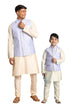 VASTRAMAY Lavender Woven Jacket With Cream Kurta and Pyjama Baap Beta Set